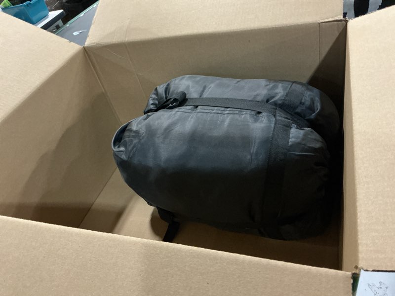 Condition photo showing As Is for Double Sleeping Bag for Adults Camping,Bring Pillow, XL Queen Size Sleeping Bags for 2 Person Hiking Backpacking, Lightweight Waterproof with Compression Sack black heating 1 person