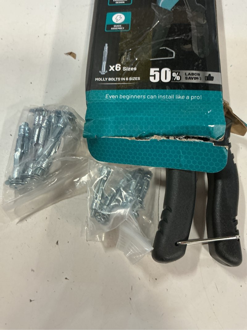 Condition photo showing New/Like New for libraton molly bolts for drywall & plaster walls (0.12"-1.52"), 30pcs in 6 sizes with setting tool, heavy duty hollow wall metal anchors screws kit, holds up to 65lbs, for tv, shelf, mirror