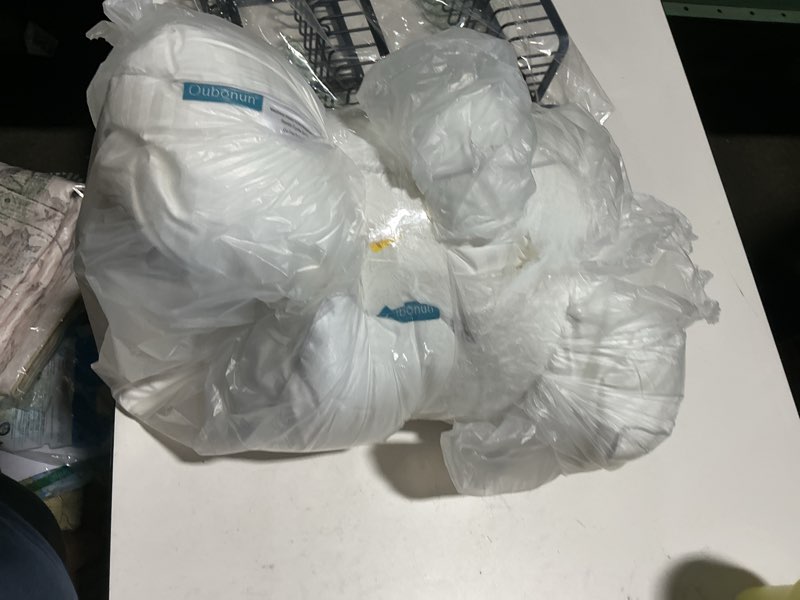 Condition photo showing As Is for Oubonun 18"x18" Pillow Inserts (Set of 2) - Throw Pillow Inserts with 100% Cotton Cover - 18 Inch Square Interior Sofa Pillow Inserts - Decorative Pillow Insert Pair - White Couch Pillow 18x18 Inch (Pack of 2)