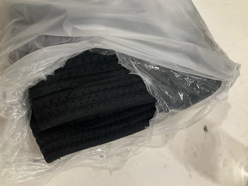 Condition photo showing Good Condition for cotton rope storage basket, 15x10x9 inches, woven basket for shelves, clothes, towels, books, and laundry, black (1 pack) black 1 pack