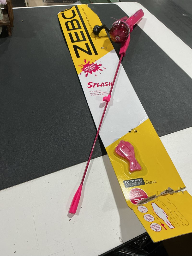 Condition photo showing Good Condition for zebco youth 29-inch floating spincast reel and fishing rod combo, size 20 reel, pre-spooled with 6-pound cajun line pink