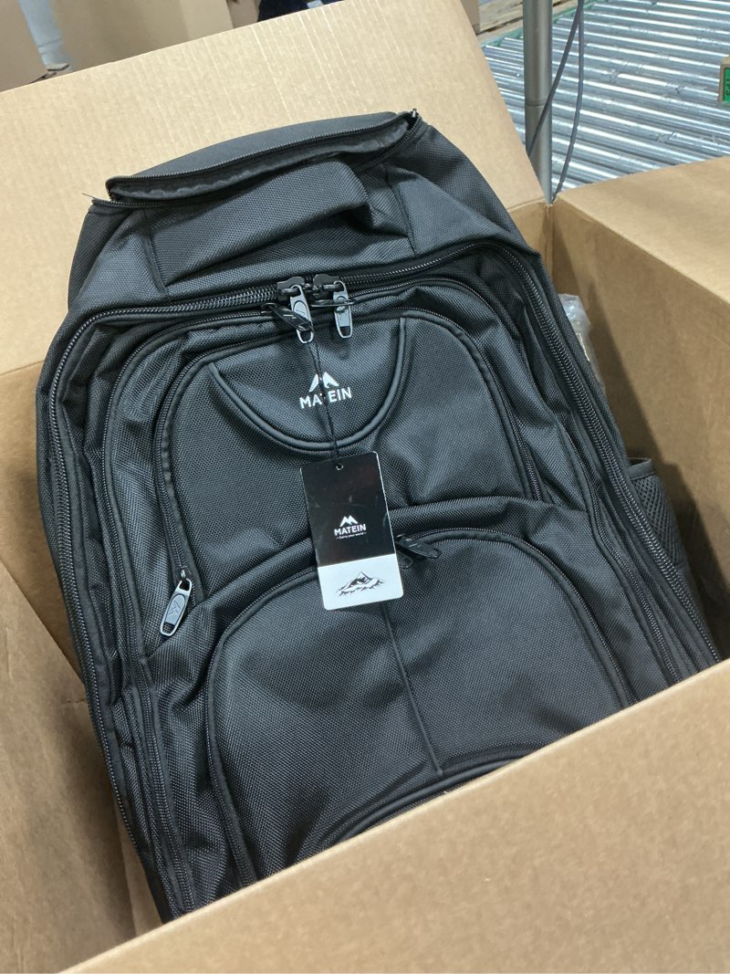 Condition photo showing Good Condition for matein wheeled backpack, 18 inch laptop backpack with wheels for college, rolling travel backpack, carryon trolley luggage suitcase compact business computer bag for men women, black 18-inch black