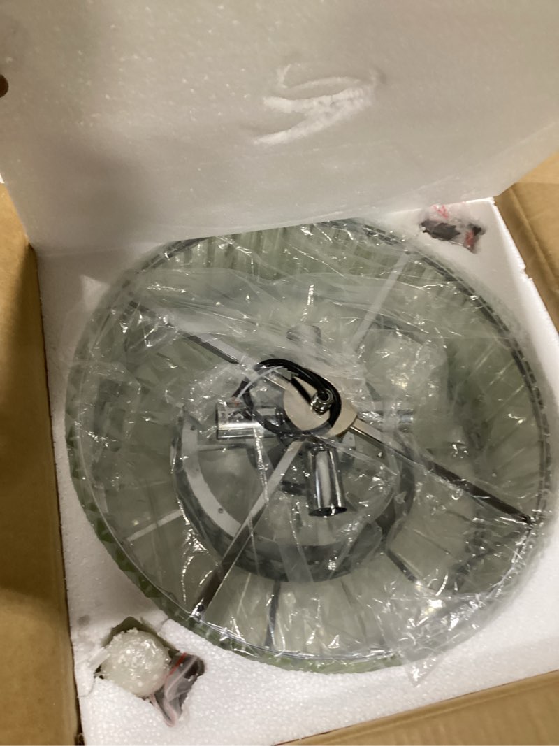 Condition photo showing New/Like New for 4 lights modern crystal chandelier chrome round semi flush mount ceiling light fixture farmhouse chandelier for dinning room living room bedroom hallway entryway kitchen silver