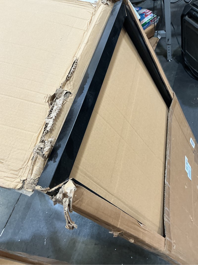 Condition photo showing As Is for americanflat 24x36 canvas floating frame with adhesive strips included - vertical and horizontal floating frame for artwork - canvas frames for wall display - black black 24x36