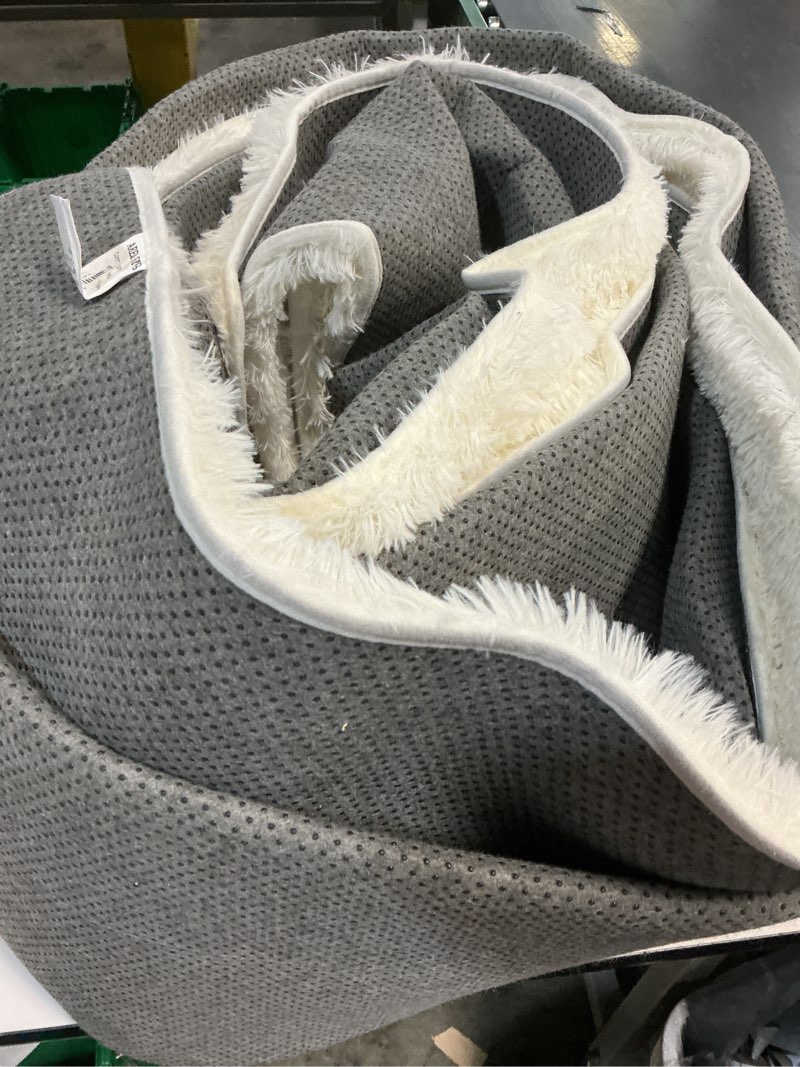 Condition photo showing As Is for Area Rugs 9x12 for Living Room, Ultra Soft Fluffy Rugs for Bedroom, Non-Slip Furry Large Rug for Teen Girls and Boys,Nursery Kids Room Dorm Home Decor, High Pile Plush Floor Carpet, Cream White 9x12ft Cream White