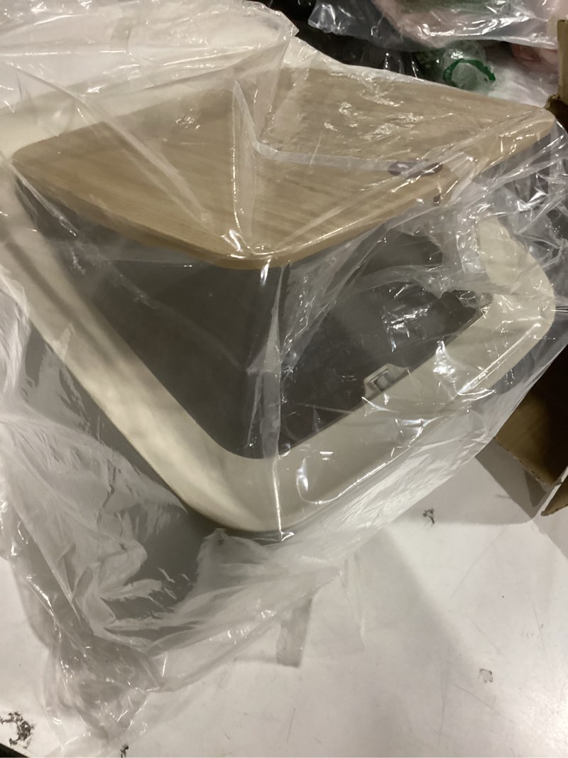 Condition photo showing Good Condition for Bathroom Trash Can with Lid,2.6 Gallon Modern Office, Near Desk Bedroom Garbage Can Waste Basket with Push Top,Nordic Small Trash Bin for Living Room, Toilet, Nursery,Dog Proof, White 2.6Gallon