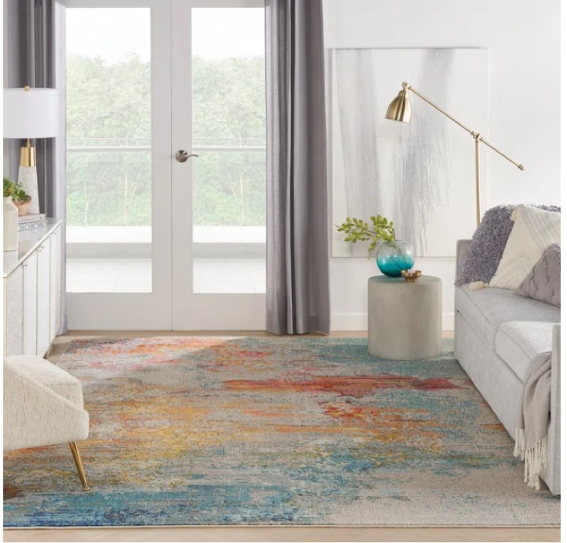 Adrihana Abstract Blue/Yellow Area Rug