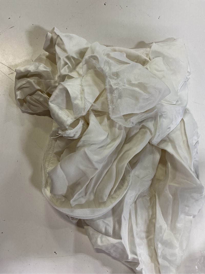 Condition photo showing As Is for 100% mulberry silk pillowcase, standard, ivory