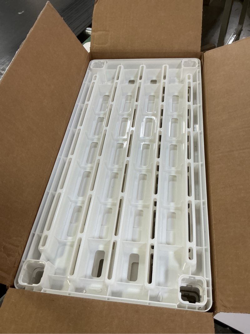 Condition photo showing Good Condition for IRIS USA 4-Shelf Light Duty Plastic Storage Shelves, 200lb Capacity, 48" H x 24" W x 12" D, Medium Modular Shelving Unit Storage Organizer for Bathroom, Laundry, Garage & Home, Storage Rack - White 4-Tier