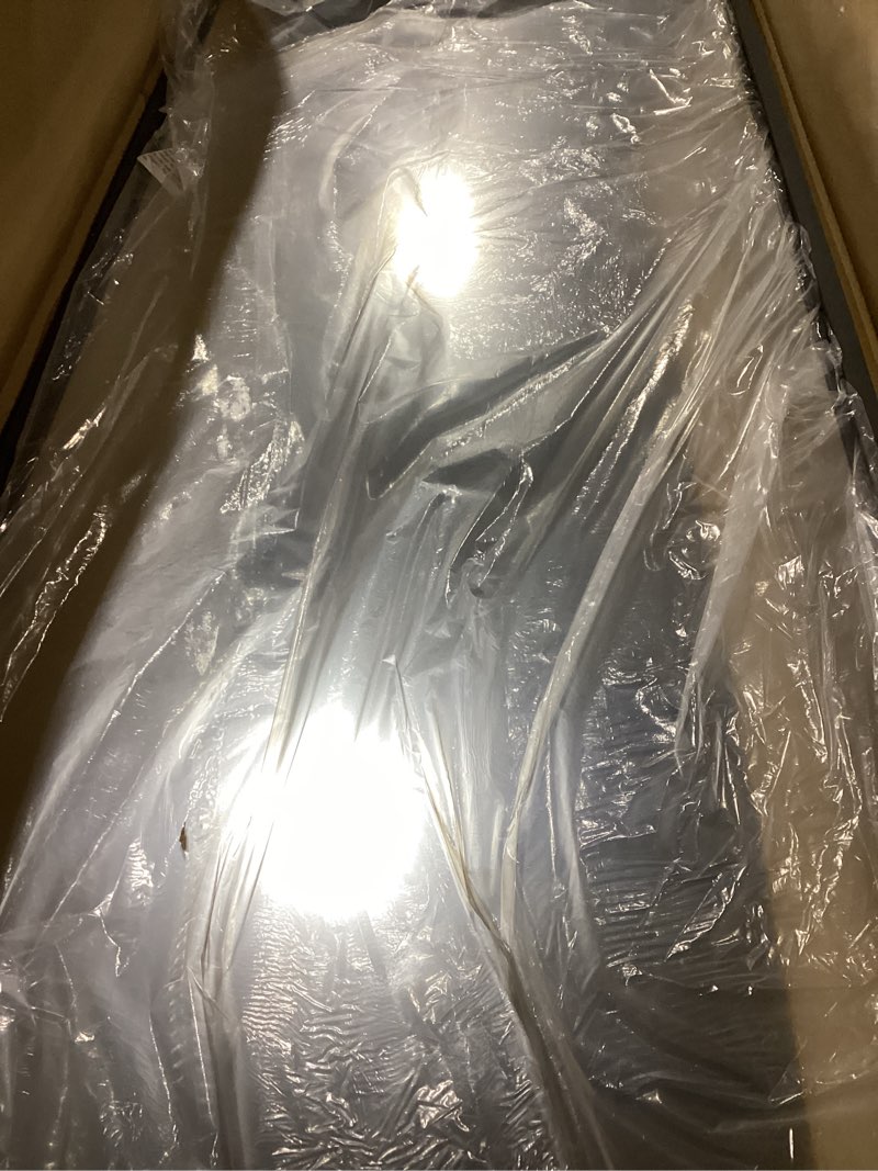 Condition photo showing As Is for olixis 64"x 21.5" arched mirror full length, full body mirror with stand, hanging or leaning for wall, floor standing with shatter-proof glass for bedroom, living room, long, black black-arched 64"l x 21.5"w