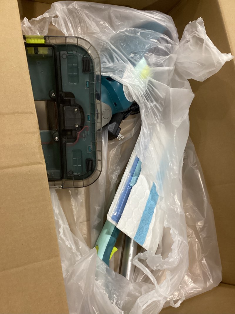 Condition photo showing As Is for NOT TESTED USED NO CLEANER MISSING SOME PADS Shark VACMOP Reveal New Cordless Hard Floor Cleaner, Vacuum & Spray Mop, Powerful Suction, Lightweight, Illumination Light, Includes 4 Disposable Pads, 12oz Pet Multi-Surface Cleaning Solution, VM401