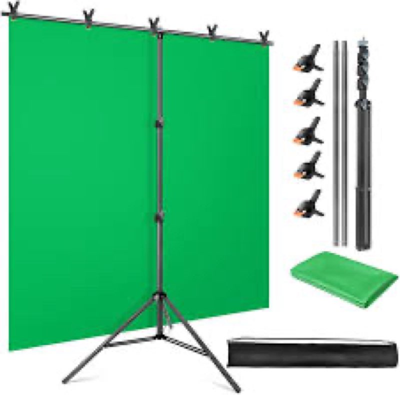 Green Screen Backdrop Kit, 5 x 6.5 ft Portable Chromakey Green Screen with T-Shaped Stand & Carrying