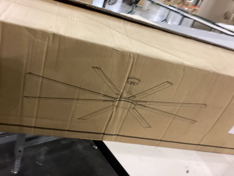 Condition photo showing New/Like New for Modern Ceiling Fans with Lights, 100 Inch Ceiling Fan with Light and Remote,Living Room Library Cafe Outdoor/Industrial, 36W 3CCT 8 Aluminum Blades 6 Speed Reversible Quiet DC Motor, Black Black 100Inch