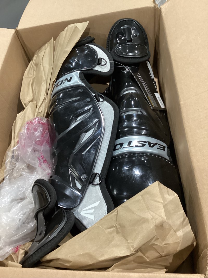 Condition photo showing Good Condition for easton elite x youth/intermediate/adult baseball catcher's leg guards black intermediate | ages 13-15
