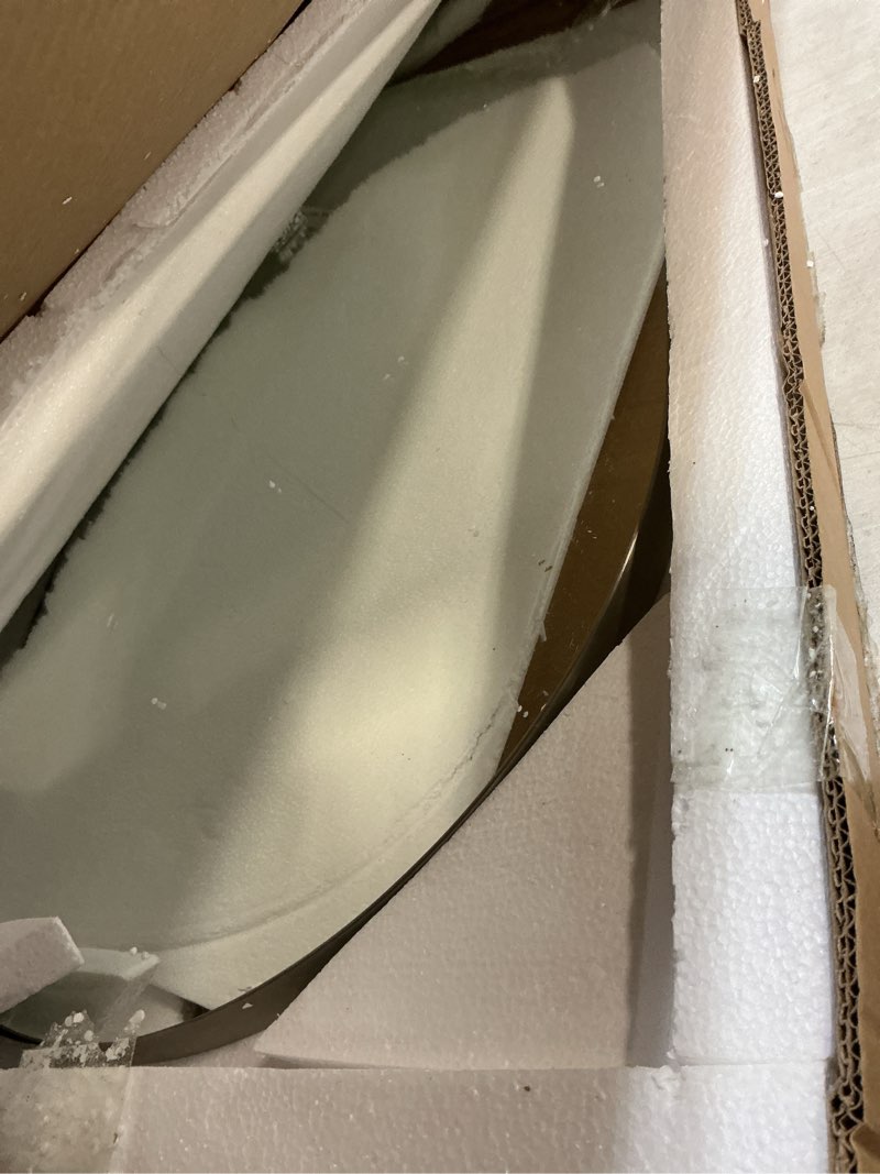 Condition photo showing As Is for ANDY STAR Brushed Nickel Bathroom Mirror, 20x33 Oval Silver Wall Mirror, HD Reflection Metal Frame for Bathroom Hang Vertical or Horizontal