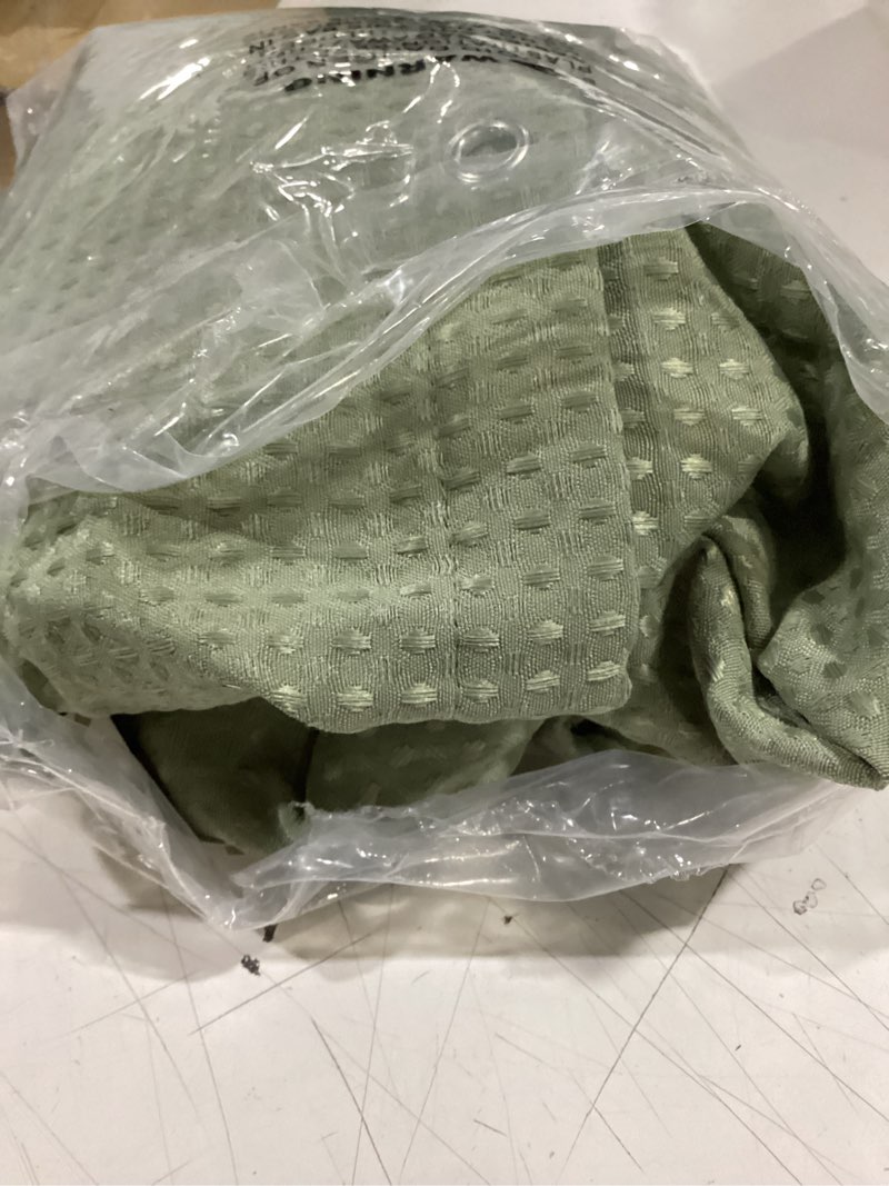 Condition photo showing Good Condition for dynamene long fabric shower curtain - 78 inch waffle weave heavy duty cloth shower curtains for bathroom, neutral weighted hotel spa luxury bath curtain set with 12 plastic hooks,72x78, sage green a. sage green 72"w x 78"l (pack of 1)