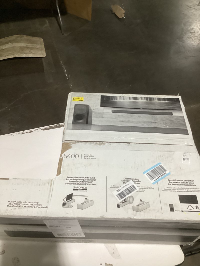 Condition photo showing New/Like New for Sony HT-S400 2.1ch Soundbar with Powerful Wireless subwoofer, S-Force PRO Front Surround Sound, and Dolby Digital, Black