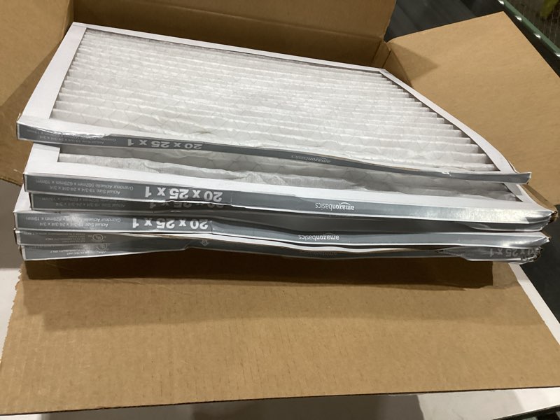 Condition photo showing As Is for amazon basics 20x25x1 air filter 6 pack, merv 8 ac furnace filters (actual size: 19.75" x 24.75" x 0.75") 20x25x1 merv 8