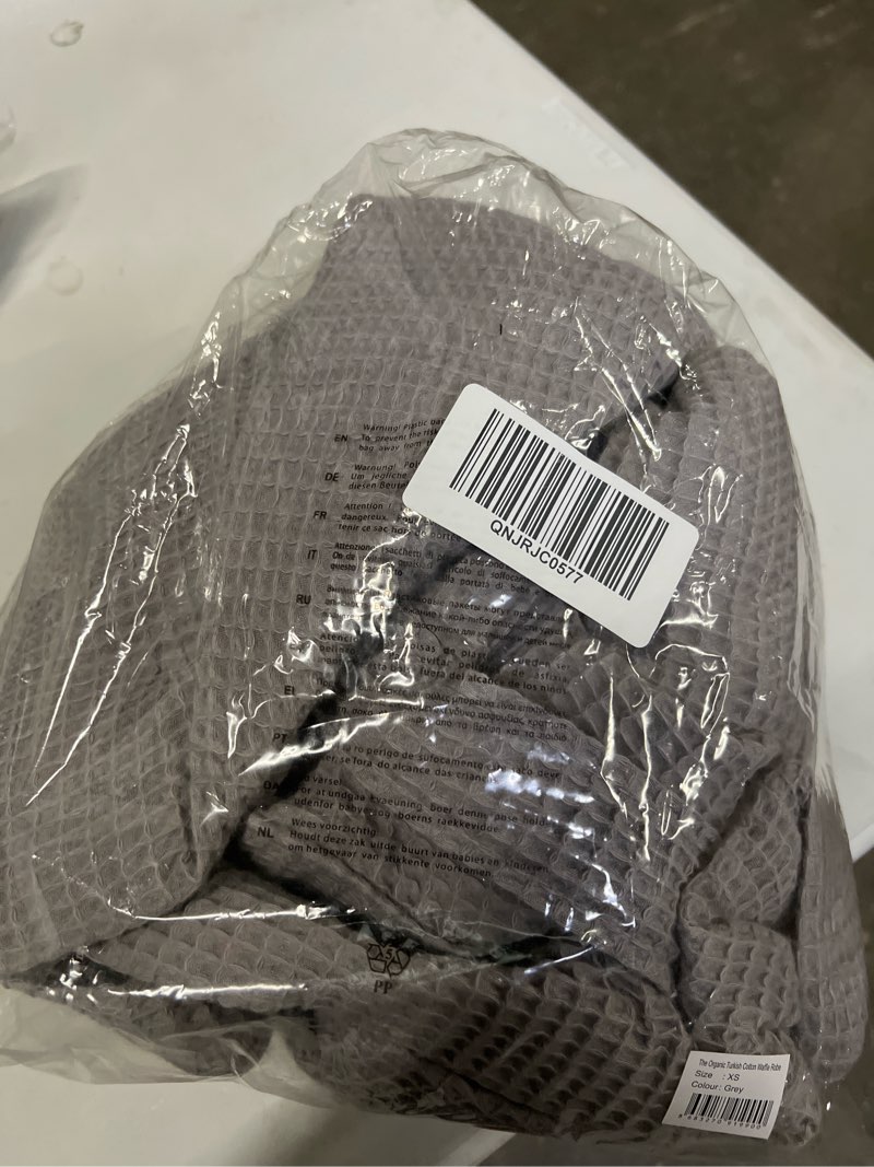 Condition photo showing Good Condition for organic turkish waffle robe long length, xs, grey