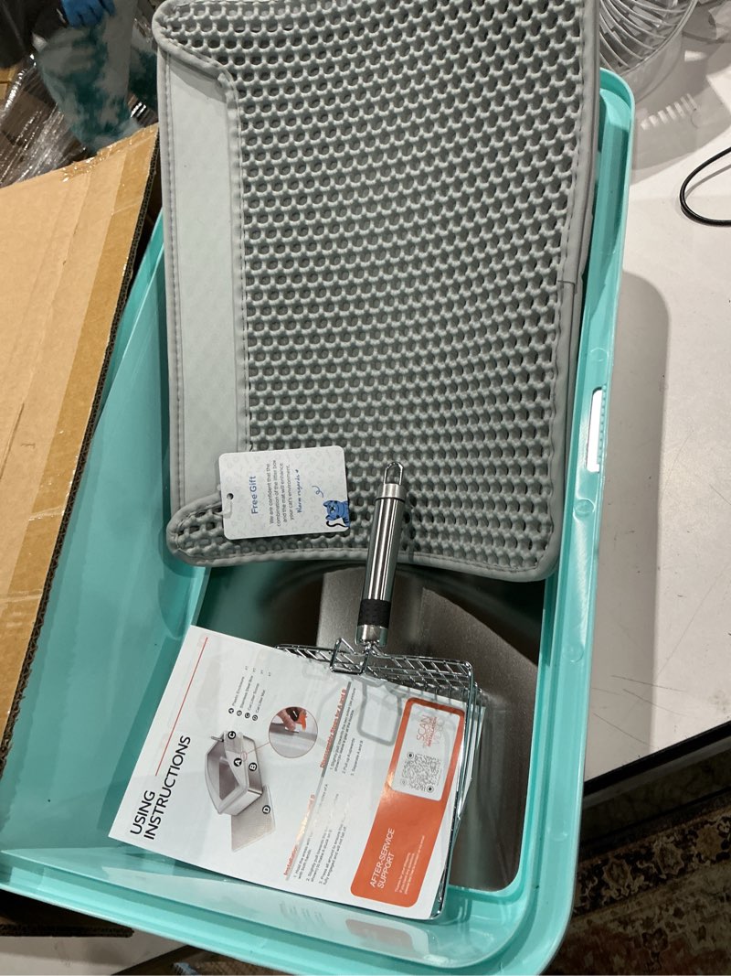 Condition photo showing Good Condition for aiperro stainless steel litter box | xl enclosed cat litter boxs with lid for big cats | high sided, anti-urine leakage | non-stick bottom & includes litter mat & metal scoop (turquoise, x-large) turquoise x-large