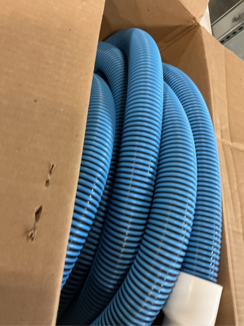 Condition photo showing New/Like New for poolmaster manual pool vacuum hose, 40 ft x 1-1/2” for inground & above ground pools, not for automatic cleaners, kink-free, heavy duty pool cleaner hose with swivel cuff – made in usa