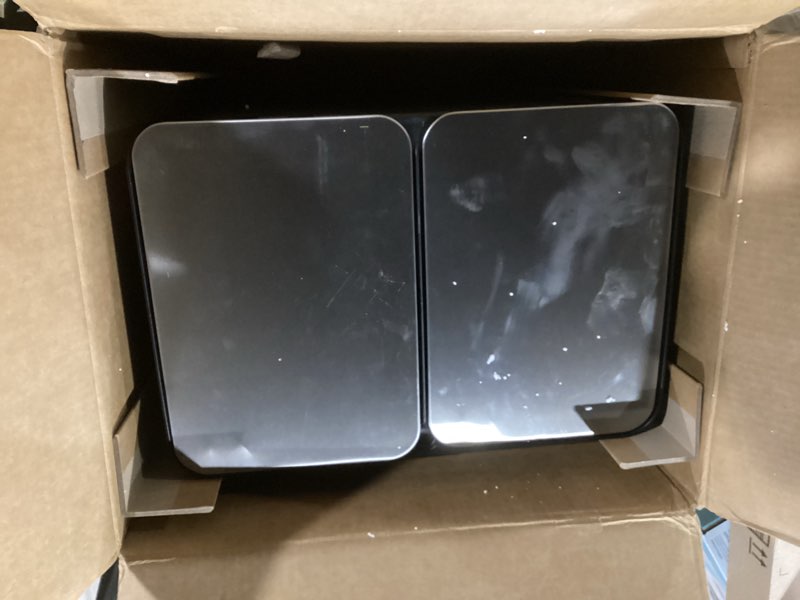 Condition photo showing Good Condition for GarveeHome 2 x 8 gal Stainless Steel Double Trash Can with Lid for Kitchen, Large Dual Trash and Recycle Bin Combo, Step-on Kitchen Metal Garbage Cans, PP Inner Buckets, Liner Rim, Silver Silver 2 x 8 Gallon