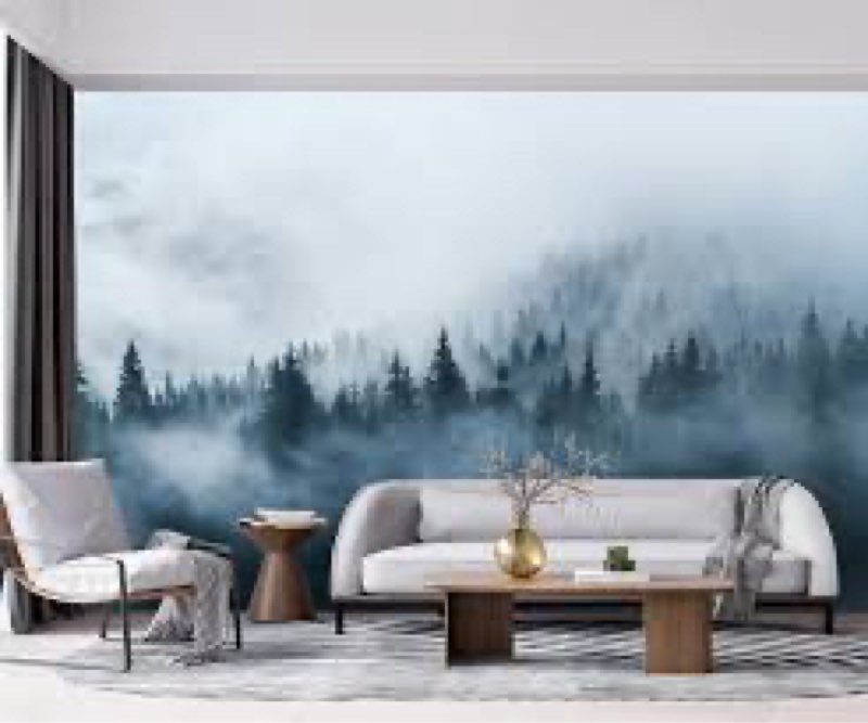 YQWDMX - Misty Forest Wallpaper Natural Pine Tree Landscape Mural for Living Room Background (Not Pe