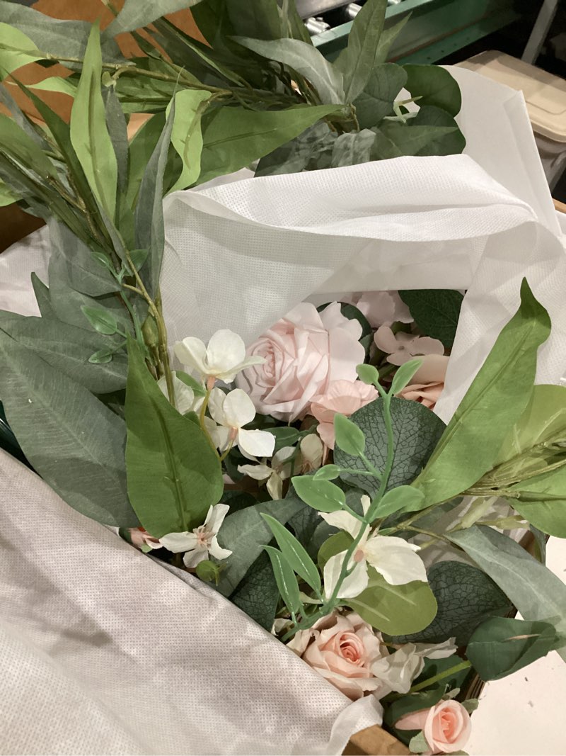 Condition photo showing Good Condition for ling's moment 41" tall ground flowers for wedding decor, 2pcs free standing artificial flowers arrangements, aisle chair backdrop decoration for garden arch entryway ceremony reception, blush & cream pk-blush & cream 41" tall x 22" cross