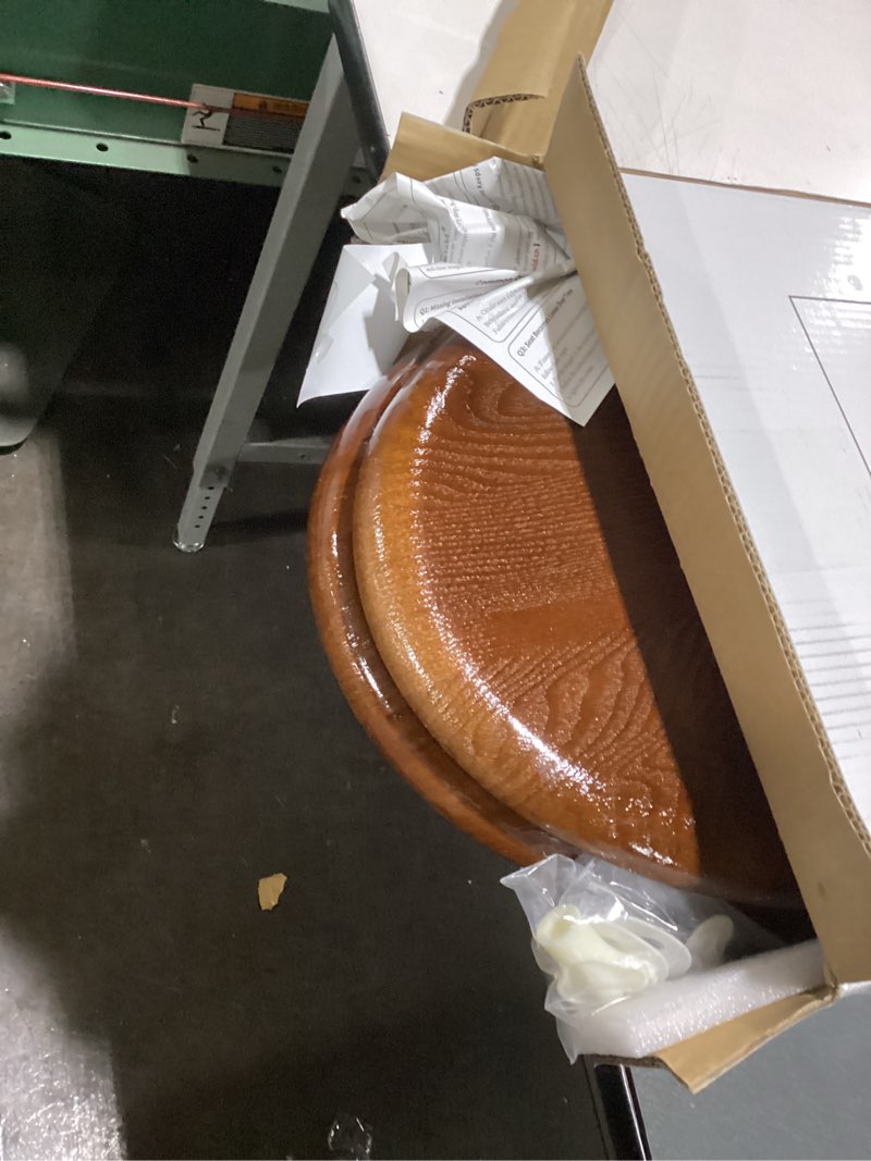 Condition photo showing As Is for angel shield elongated wood toilet seat with quiet close,easy clean,quick-release hinges(elongated,dark walnut)