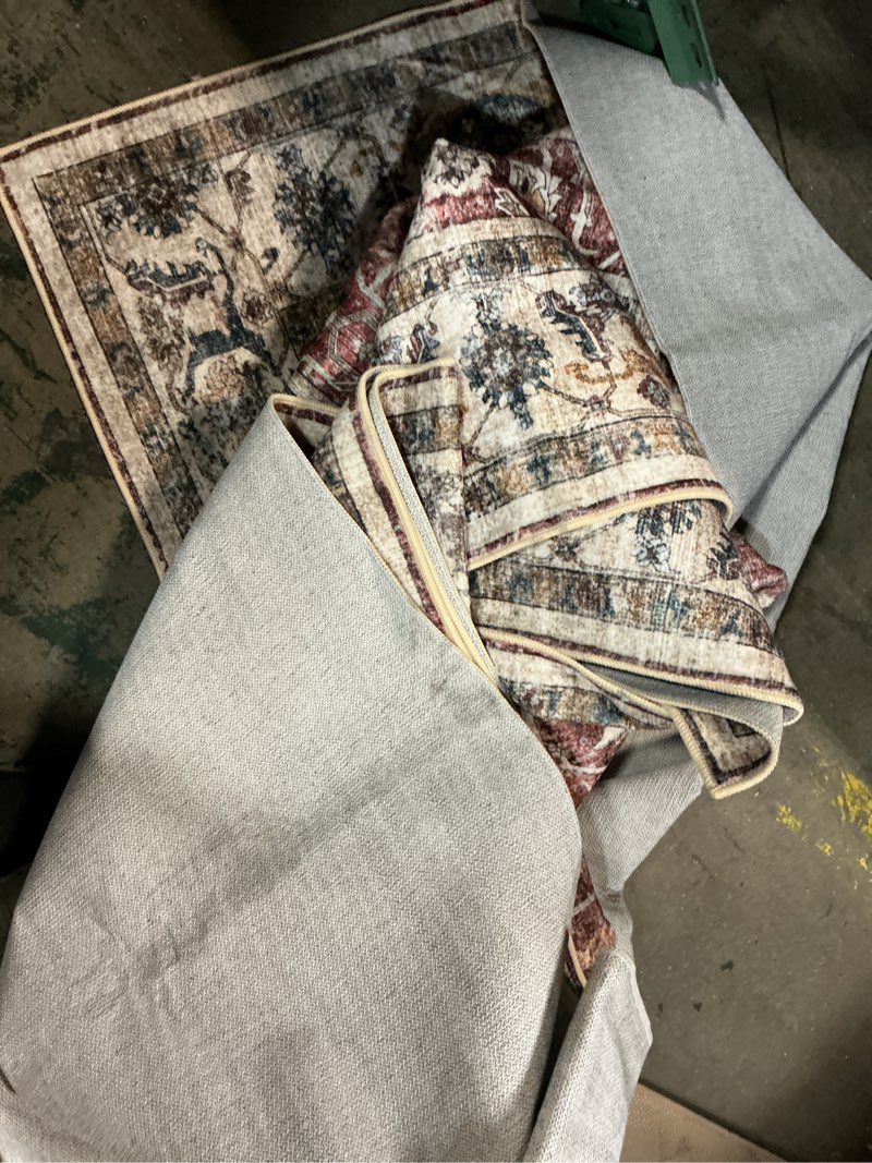 Condition photo showing Good Condition for safavieh washable rug tucson collection - 8' square, red & beige, slip resistant & easy to clean, ideal for living room, bedroom, dining space (tsn174q) 8' x 8' (square) red/beige