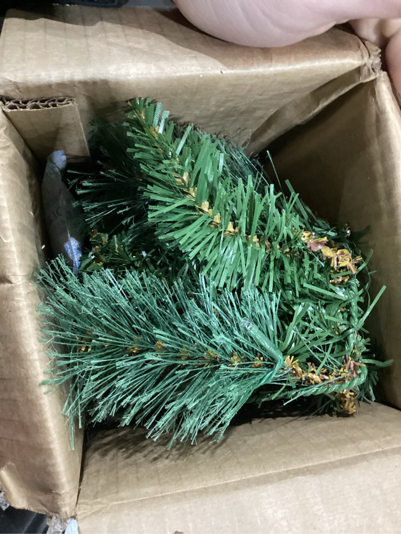 Condition photo showing New/Like New for Nearly Natural 6-ft White Mountain Pine Artificial Garland with 35 Warm White LED Lights and Pinecones, Includes Battery Box