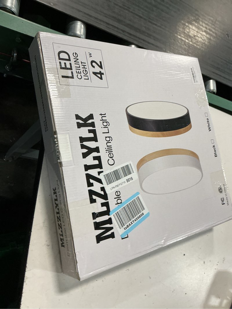 Condition photo showing New/Like New for 15.8 inch wood led flush mount ceiling light fixture,42w 4200lm,3000k/3500k/4000k/5000k/6000k cct selectable,close to ceiling dimmable round flat panel light for bedroom,hallway,kitchen,black black 15.8 inch-1pk