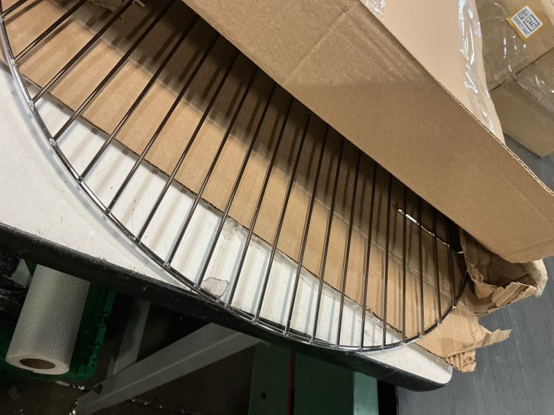 Condition photo showing As Is for replacement cooking grate, fits 22 inch weber charcoal grills (22" original kettle and original kettle premium, master-touch, bar-b-kettle, performer), silver 22” replacement cooking grate