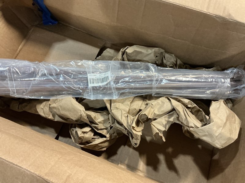 Condition photo showing As Is for 6 pack spring tension curtain rod, 23.6-43.3 inches tension rods cupboard bars adjustable spring steel tensions rod shower rod closet rod 23.6-43.3 inch wood grain