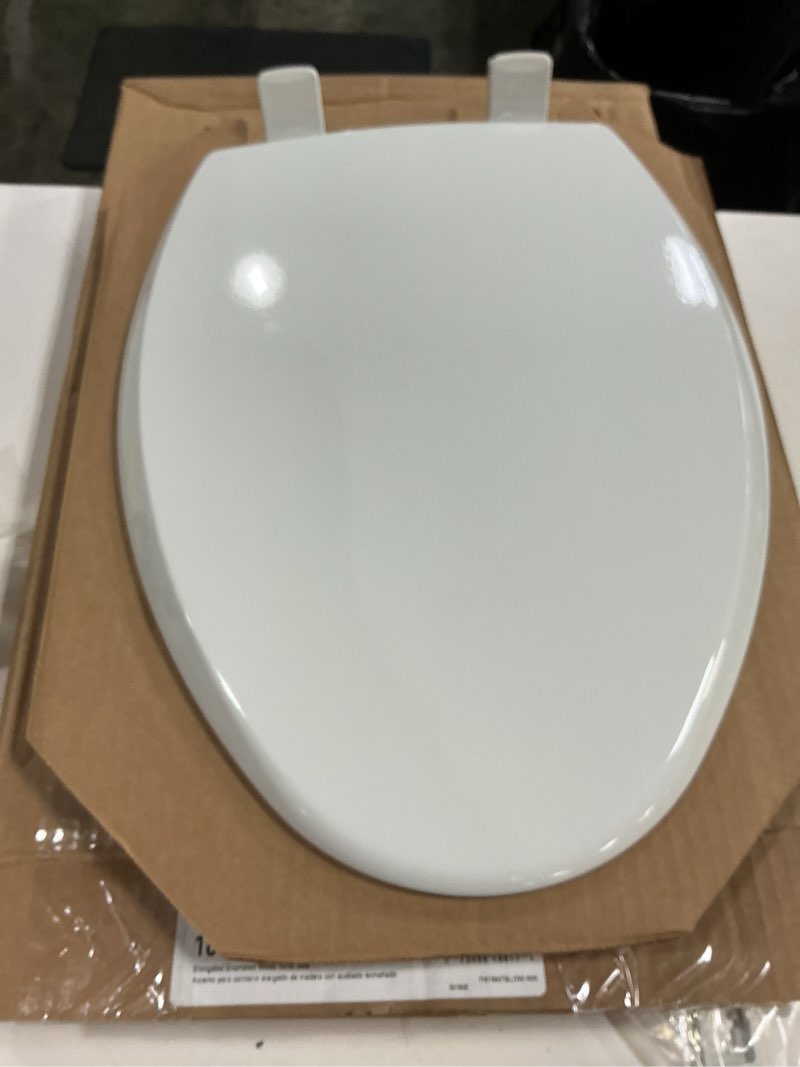 Condition photo showing Good Condition for mayfair cassel slow close toilet seat, easy clean, non slip premium wood seat, easy install, made in usa, elongated, white elongated 1 - toilet seat