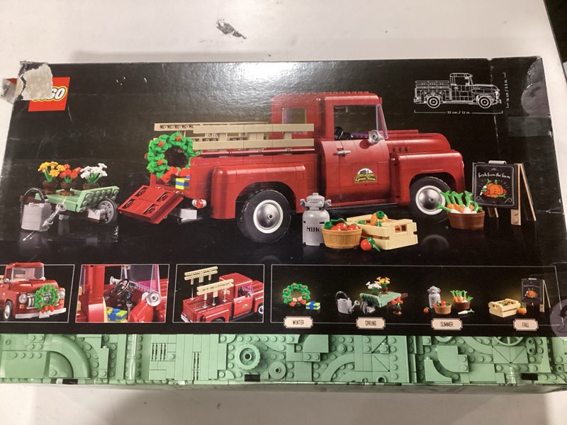 Condition photo showing New/Like New for LEGO Icons Pickup Truck 10290 Building Set for Adults, Vintage 1950s Model with Seasonal Display Accessories, Creative Activity, Collector's Gift Idea