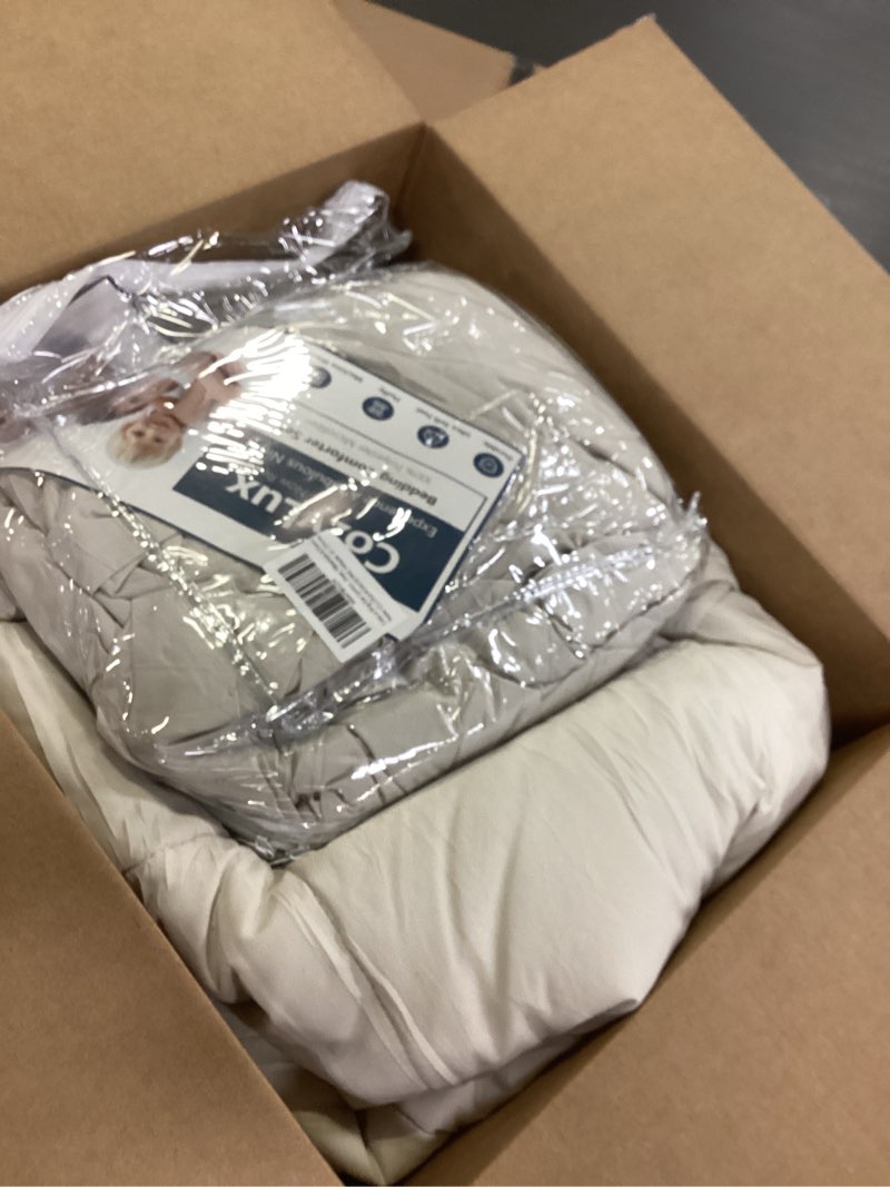 Condition photo showing As Is for CozyLux King Size Comforter Set Beige - 7 Pieces Bed in a Bag King, Okeo-Tex Certifited Bedding Set, All Season Soft Bed Set with Down Alternative Comforter, Sheets, Pillowcases & Pillow Shams Beige King