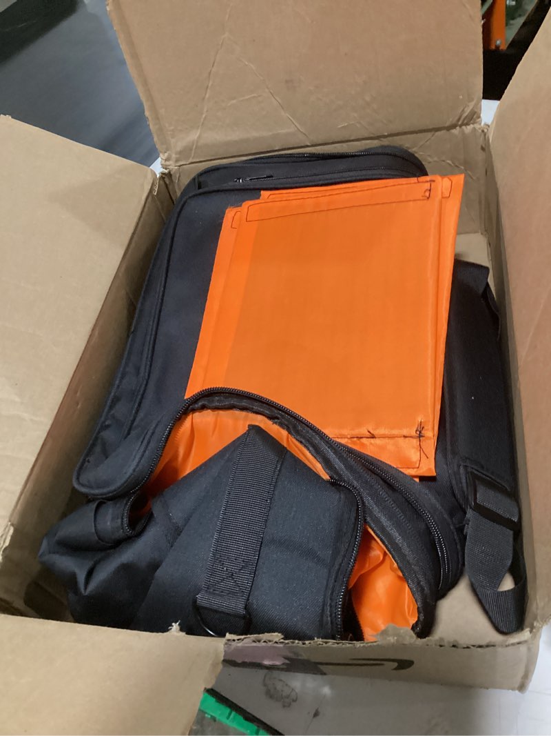 Condition photo showing As Is for orkels 3/8'' padded stage lighting bag – fits 8 par lights, spotlights – storage bag with dividers, adjustable straps & accessory pockets (8 par lights bag)