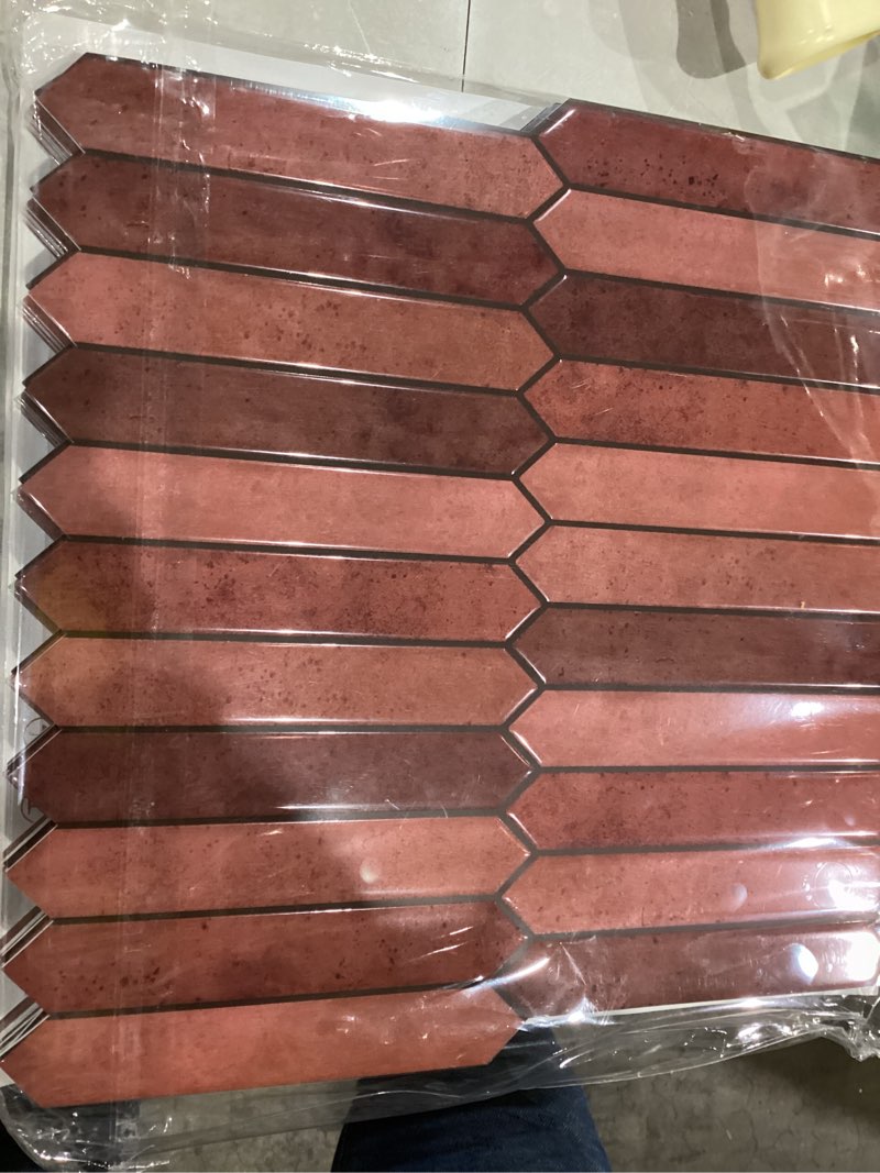 Condition photo showing New/Like New for 10 sheet long hexagon peel and stick backsplash tile, 12"x12" 3d adhesive glossy marble vinyl stick on wall tiles for bathroom, kitchen, living room (brown, 12" x 12") brown 12x12 inch