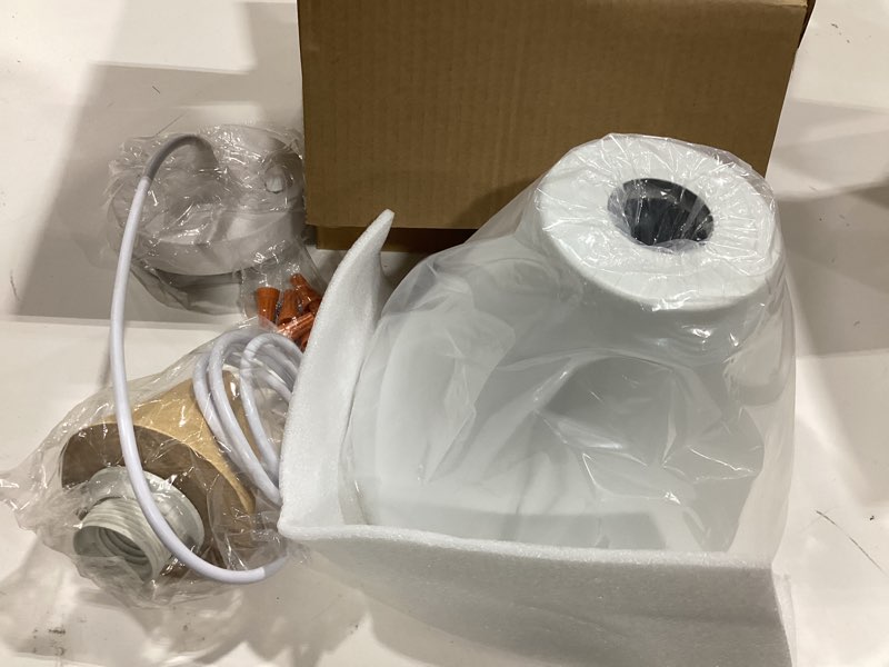 Condition photo showing Good Condition for white pendant light, 2 packs 9.4inch farmhouse pendant light, kitchen pendant lights, pendant lights kitchen island for living room, bar, bedroom, office white metal ceiling 2 packs