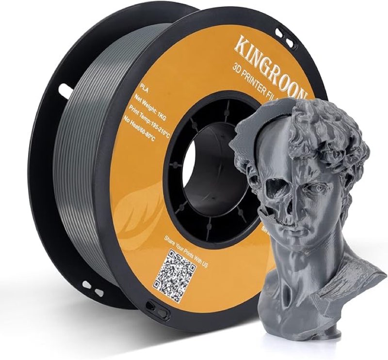 kingroon pla plus?pla+? 3d printer filament, 10 rolls, dimensional accuracy +/- 0.03 mm, 10kg spool(gray)