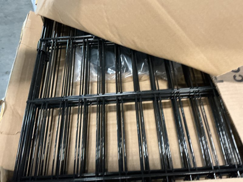 Condition photo showing Good Condition for pjyucien dog playpen with bottom pad - metal foldable exercise pen, 8 panels 36" h x 24" w indoor outdoor pet fence puppy crate kennel, black black med / large pen: 36-inch high playpen+bottom