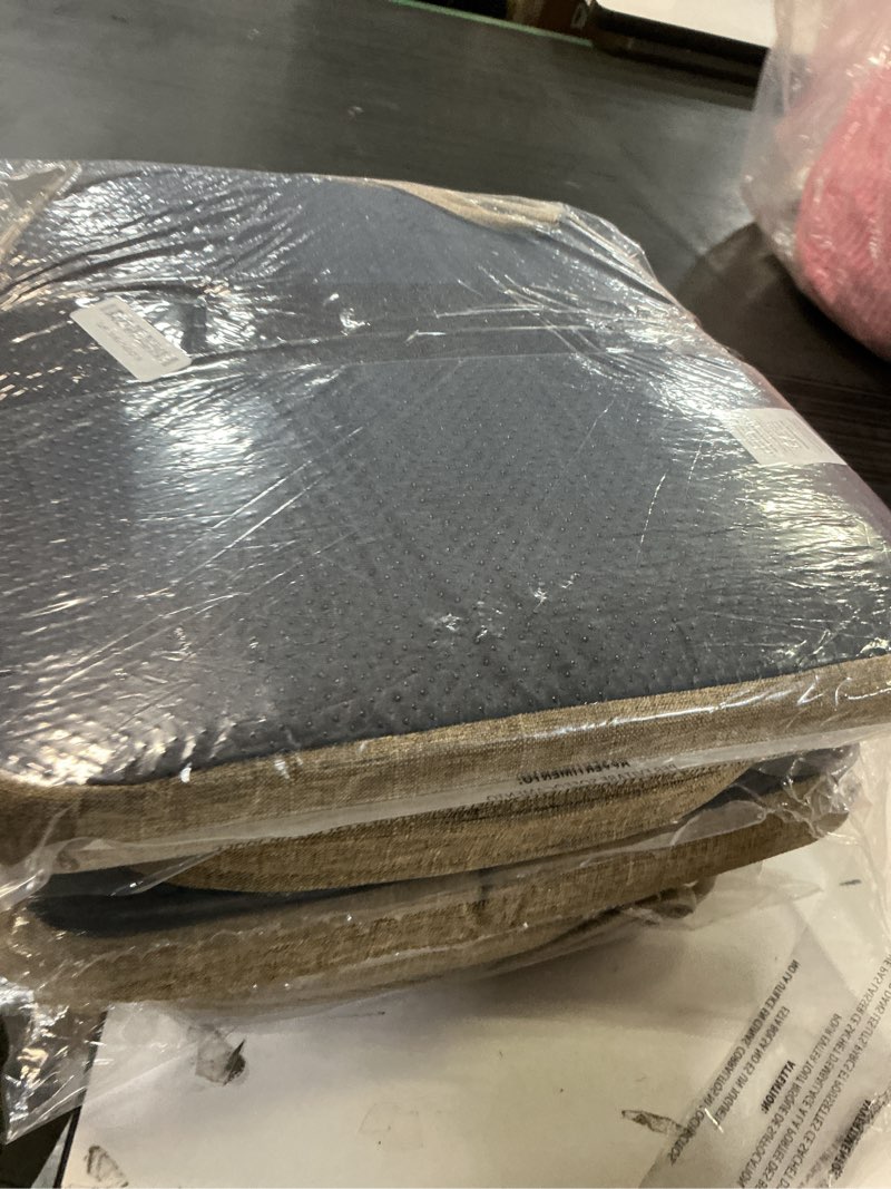 Condition photo showing As Is for Chair Cushions for Dining Chairs Set of 4, Non Slip Kitchen Chair Pads, 17" x 16" x 2", Indoor Dining Chair Cushions with Ties, D-Shaped Seat Cushions for Kitchen Chairs, Khaki Khaki 4 Pack