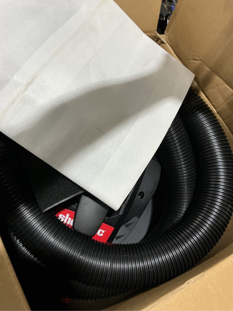 Condition photo showing As Is for shop-vac 12-gallon 6 hp corded wet/dry shop vacuum with accessories included