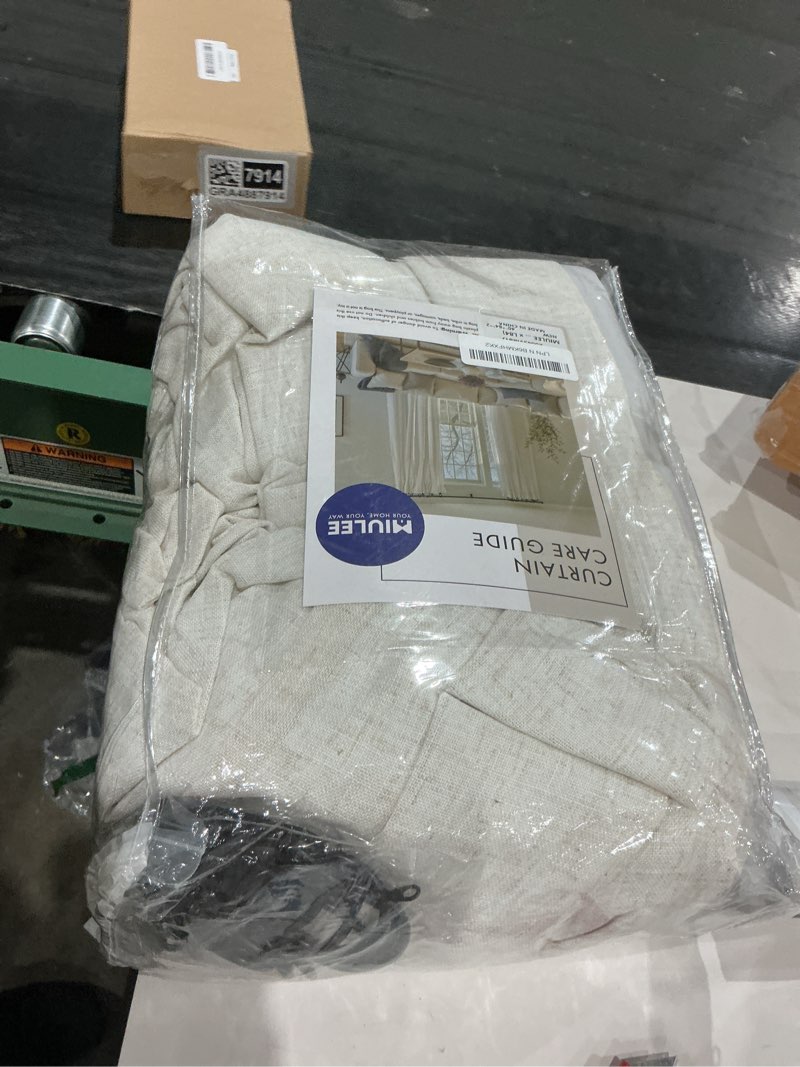 Condition photo showing Good Condition for miulee natural pinch pleated 100% blackout linen curtains for bedroom, room darkening light blocking window curtains 84 inches long for living room, black out pleat drapes with pin hooks, 2 panels 40"w x 84"l (pack of 2) natural