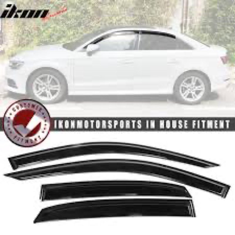 IG Window Visor for Audi A3 Sedan 2014-2020, Rain Guard Tape-On Extra Durable Sun Wind Side Vent Win
