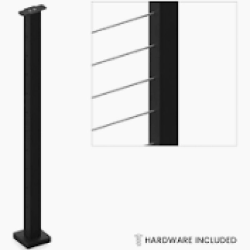 BLIKA 36" Level Drilled Cable Railing Post(Post 35"x2"x2"), Flat Top Surface Mount Deck Post, Stainl