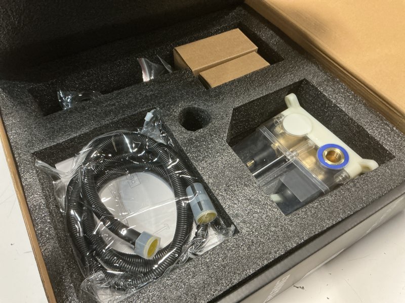 Condition photo showing Good Condition for black shower faucet set, rainfall shower system with square shower head and handle set, wall mounted shower fixtures, full metal trim repair kit 16 inch matte black (with shower valve) matte black ?16 inch