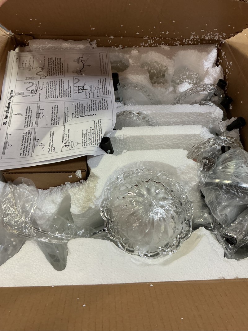 Condition photo showing Good Condition for modern k9 transparent crystal chandelier,luxury clear crystal pendant light fixture 8 light,modern ceiling lighting for living room, dining room, bedroom (8 lights)