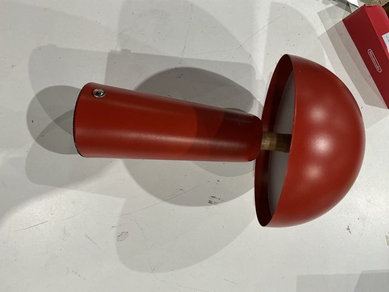 Condition photo showing Good Condition for better homes & gardens 9.5" red dome rechargeable led portable lamp with dimmable touch sensor
